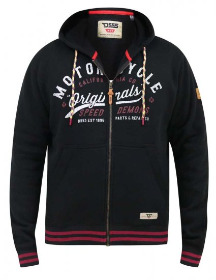 D555 Patrick Full Zip Hoody With 'Motorcycle' Chest Print - Sweaters & hoodies - Sweaters & Hoodies Grote Maten Heren