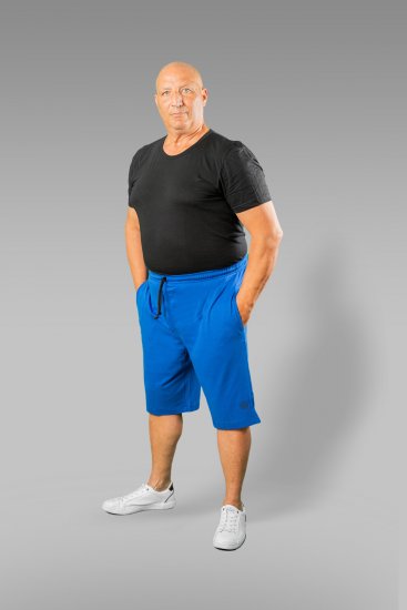20 Nodi Short Leg Sports Pants in Combed Cotton Jersey Blue - Joggingbroeken & shorts - Joggingbroeken & Shorts Heren Grote Maten