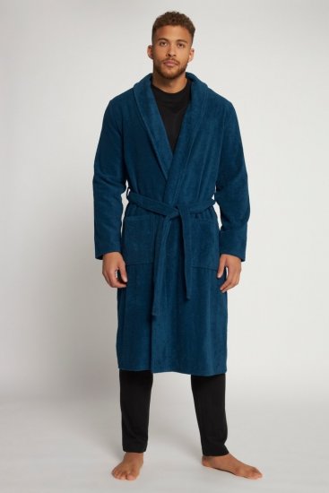 JP1880 Bathrobe Terry Navy - Badjassen/handdoeken - Heren badjassen in grote maten