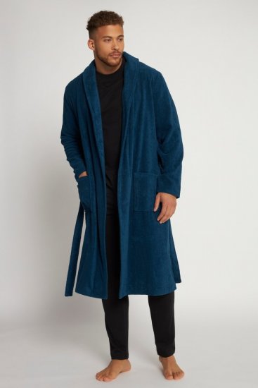 JP1880 Bathrobe Terry Navy - Badjassen/handdoeken - Heren badjassen in grote maten