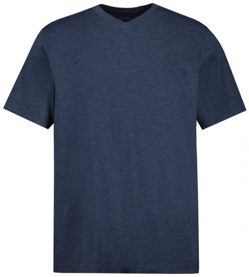 JP1880 702415 T-shirt met V-hals Middenblauw gemêleerd - T-shirts - Grote Maten T-shirts Heren
