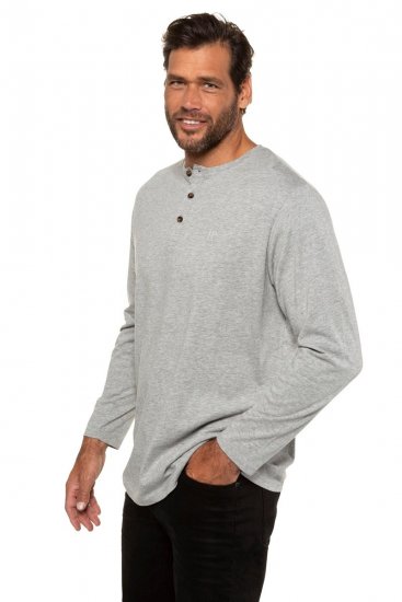 JP1880 702555 Henley T-shirt met lange mouwen Grijs gemêleerd - T-shirts - Grote Maten T-shirts Heren