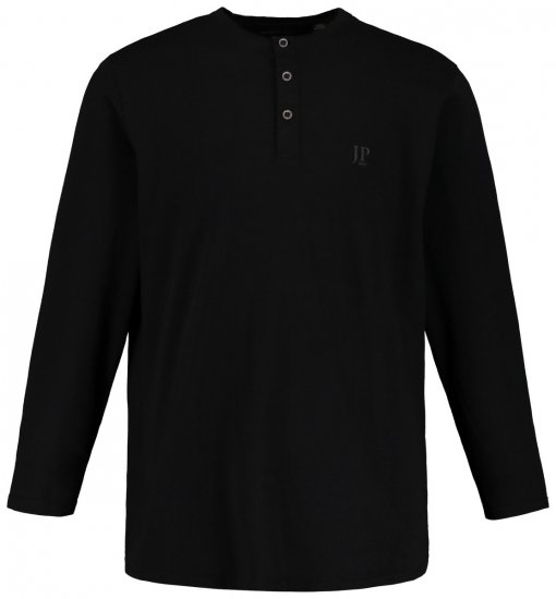 JP1880 702555 Henley T-shirt met lange mouwen Zwart - T-shirts - Grote Maten T-shirts Heren