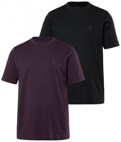 JP1880 702637 T-shirt met ronde hals 2-pack Donkerpaars/Zwart - T-shirts - Grote Maten T-shirts Heren