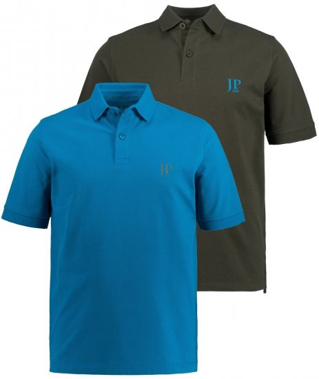 JP1880 704317 Poloshirt 2-pack Turkooisblauw/Olijfgroen - Polo shirts - Grote Maten Poloshirts Heren