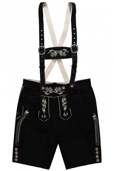 JP1880 Genuine Leather Traditional Lederhosen Shorts Black - Shorts - Grote Maten Korte Broeken Heren