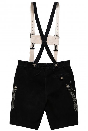 JP1880 Genuine Leather Traditional Lederhosen Shorts Black - Shorts - Grote Maten Korte Broeken Heren