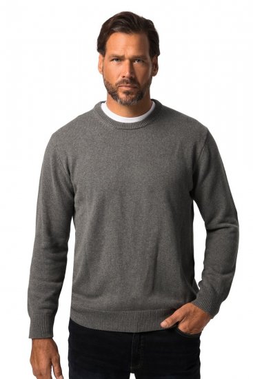 JP1880 708261 Gebreide trui met ronde hals Grijs gemêleerd - Sweaters & hoodies - Sweaters & Hoodies Grote Maten Heren