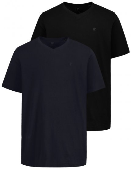 JP1880 711318 T-shirt met V-hals 2-pack Zwart - T-shirts - Grote Maten T-shirts Heren
