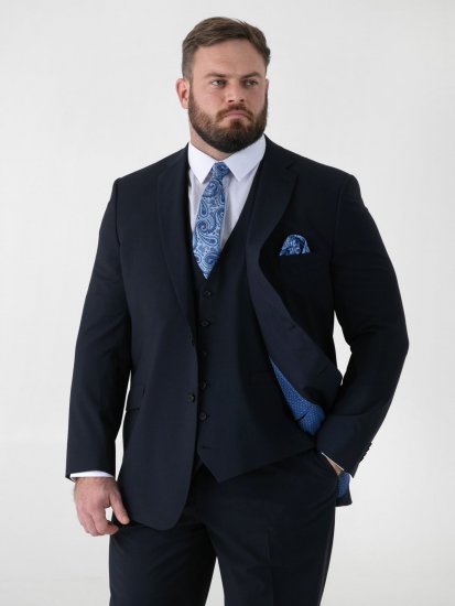 D555 Ted 4 Way Stretch Tailored Suit Jacket Navyblauw - Pakken - Grote Maten Kostuum Heren