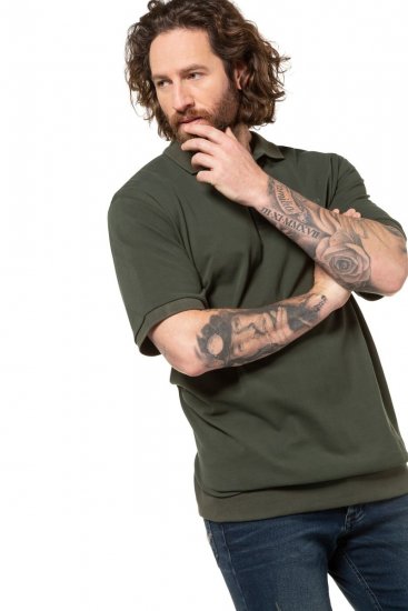 JP1880 712617 Poloshirt met buikpasvorm Donkerolijf - Polo shirts - Grote Maten Poloshirts Heren
