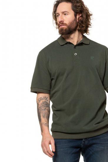 JP1880 712617 Poloshirt met buikpasvorm Donkerolijf - Polo shirts - Grote Maten Poloshirts Heren