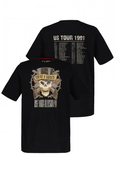 JP1880 Guns N’ Roses Skull Comfort Fit Band T-Shirt Black - T-shirts - Grote Maten T-shirts Heren