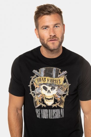 JP1880 Guns N’ Roses Skull Comfort Fit Band T-Shirt Black - T-shirts - Grote Maten T-shirts Heren