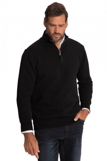 JP1880 716842 Gebreide trui met halve rits Zwart - Sweaters & hoodies - Sweaters & Hoodies Grote Maten Heren