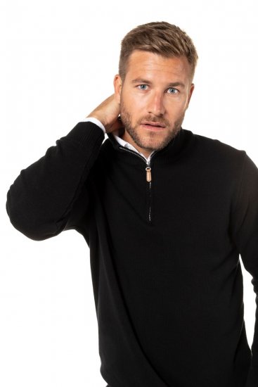 JP1880 716842 Gebreide trui met halve rits Zwart - Sweaters & hoodies - Sweaters & Hoodies Grote Maten Heren