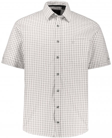 JP1880 Modern Fit Check Print Short Sleeve Shirt Grey - Hemden - Overhemden Grote Maten Heren
