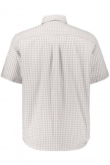 JP1880 Modern Fit Check Print Short Sleeve Shirt Grey - Hemden - Overhemden Grote Maten Heren