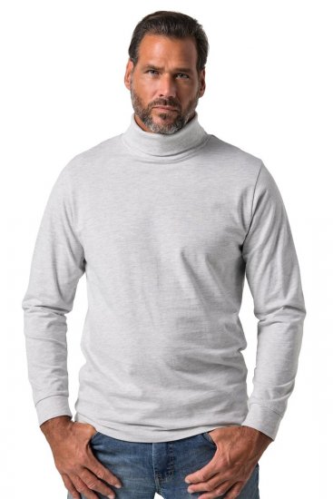 JP1880 723303 Shirt met col en lange mouwen Naturel gemêleerd TALL - TALL T-shirts - Extra lange T-shirts voor heren