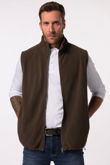 JP1880 Fleece Vest Stand-up Collar Brown - Jassen - Grote Maten Herenjassen