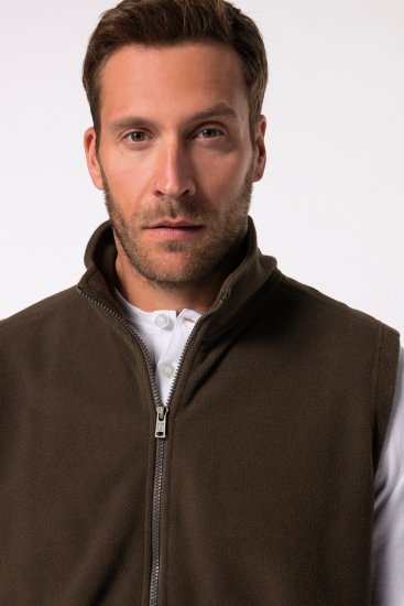 JP1880 Fleece Vest Stand-up Collar Brown - Jassen - Grote Maten Herenjassen