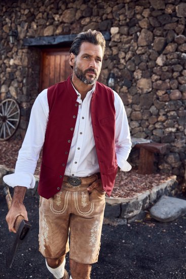 JP1880 Premium Goat Suede Staghorn Embroidery Shorts Leather Brown - Shorts - Grote Maten Korte Broeken Heren