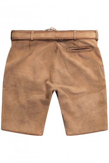 JP1880 Premium Goat Suede Staghorn Embroidery Shorts Leather Brown - Shorts - Grote Maten Korte Broeken Heren