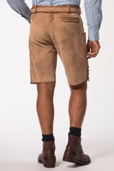 JP1880 Premium Goat Suede Staghorn Embroidery Shorts Leather Brown - JP1880 - JP1880 Grote Maten voor Heren