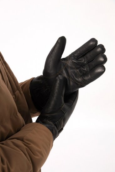 JP1880 Gloves Leather Warm Lining Black - Handschoenen - 