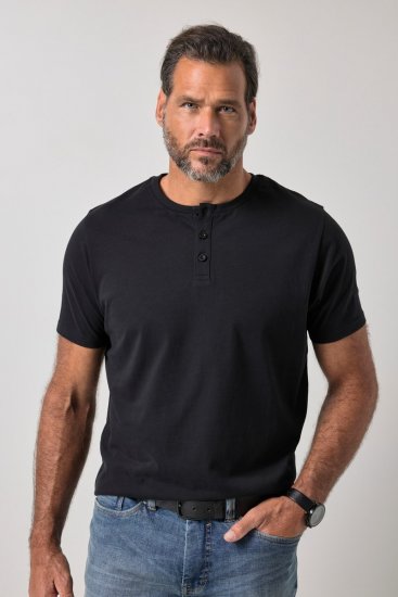 JP1880 726695 Henley-shirt Zwart TALL - TALL T-shirts - Extra lange T-shirts voor heren