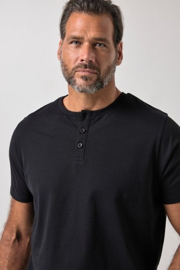 JP1880 726695 Henley-shirt Zwart TALL - TALL T-shirts - Extra lange T-shirts voor heren