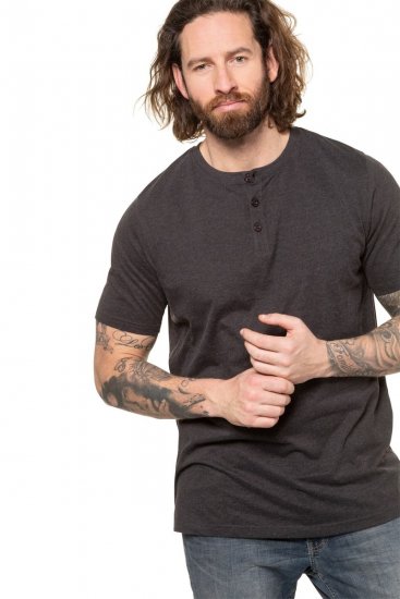 JP1880 726695 Henley T-shirt Donkergrijs - T-shirts - Grote Maten T-shirts Heren