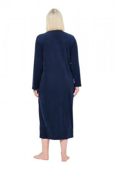 Ulla Popken 749967 Badstof badjas met rits Donkerblauw - Ochtendjassen & badjassen - 