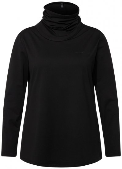 Ulla Popken 751623 Sneldrogend skishirt Zwart - Skikleding - 