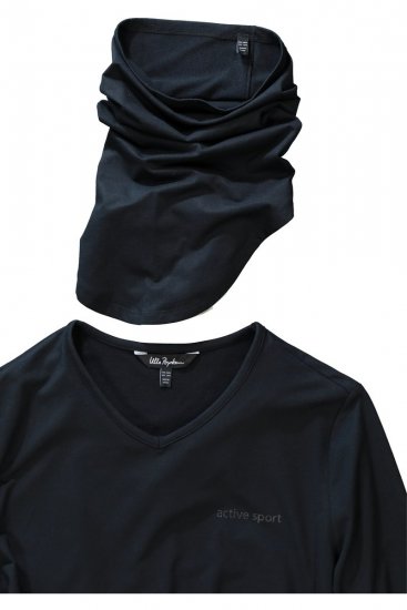 Ulla Popken 751623 Sneldrogend skishirt Zwart - Skikleding - 