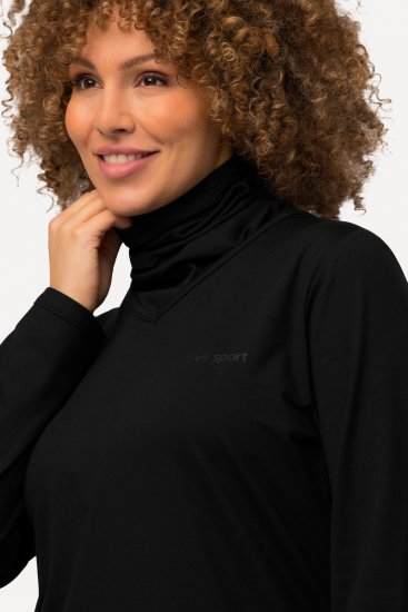 Ulla Popken 751623 Sneldrogend skishirt Zwart - Skikleding - 