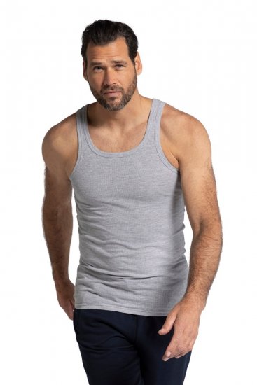 JP1880 782617 Geribd onderhemd Grijs gemêleerd TALL - TALL ondergoed & zwem - Ondergoed & Badkleding voor Lange Mannen