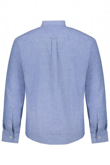 JP1880 790394 Overhemd met lange mouwen van linnenmix met opstaande kraag Grijsblauw TALL - TALL hemden - Hemden in TALL-lengte