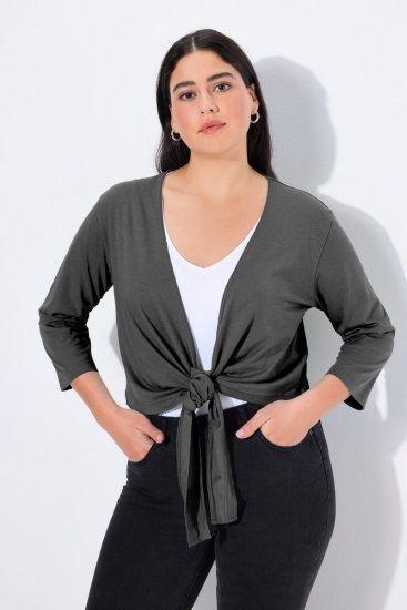 Ulla Popken 794514 Jersey bolero met knoop Antraciet - Bolero's - 