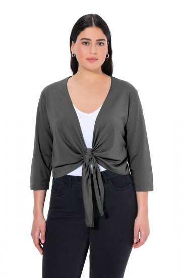 Ulla Popken 794514 Jersey bolero met knoop Antraciet - Bolero's - 