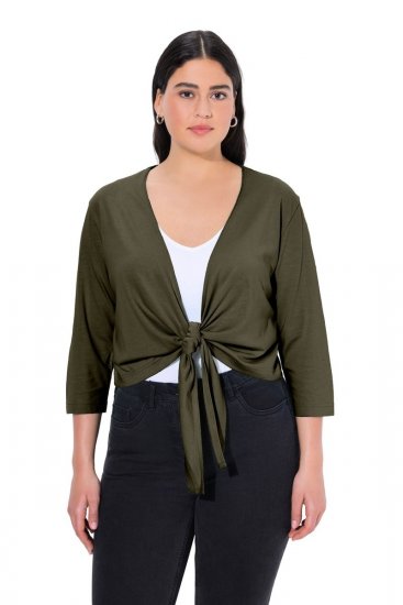 Ulla Popken 794514 Jersey bolero met knoop Donkergroen - Bolero's - 