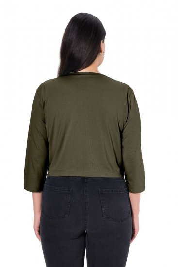 Ulla Popken 794514 Jersey bolero met knoop Donkergroen - Bolero's - 