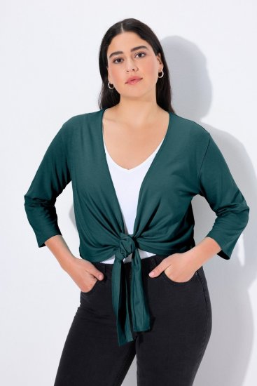 Ulla Popken 794514 Jersey bolero met knoop Petrol - Bolero's - 