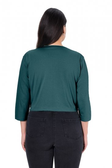 Ulla Popken 794514 Jersey bolero met knoop Petrol - Bolero's - 