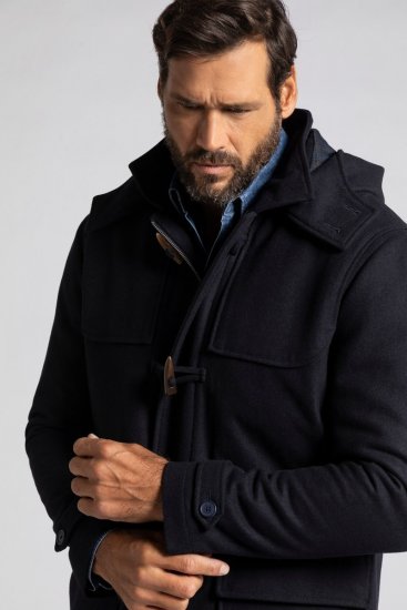 JP1880 Duffle Coat Water Repellent with Detachable Hood Navy - Jassen - Grote Maten Herenjassen