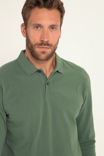 JP1880 Polo Shirt Long Sleeve Pique Cactus - Polo shirts - Grote Maten Poloshirts Heren