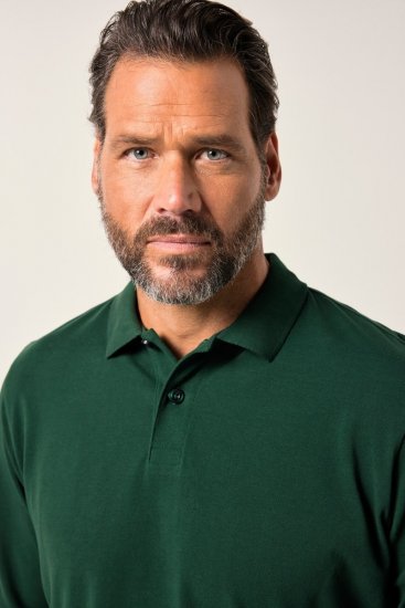 JP1880 Polo Shirt Long Sleeve Pique Dark Green - Polo shirts - Grote Maten Poloshirts Heren