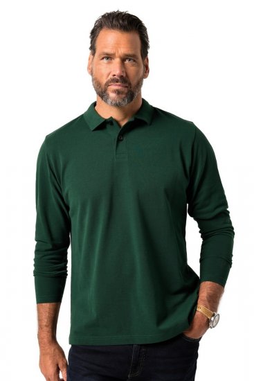 JP1880 Polo Shirt Long Sleeve Pique Dark Green - Polo shirts - Grote Maten Poloshirts Heren