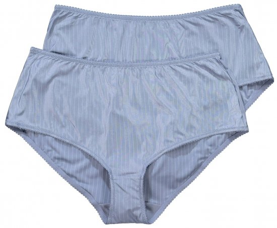 Ulla Popken 800279 Gestreepte slips 2-pack Lichtblauw - Slips - 