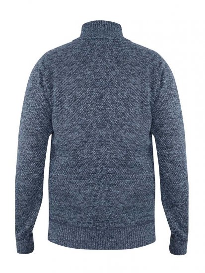 D555 Wilmington Zipper And Button Neck Sweater Blue - Sweaters & hoodies - Sweaters & Hoodies Grote Maten Heren